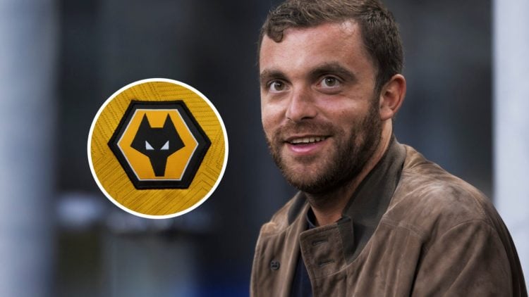 An image of Fabrizio Romano with an inset of the Wolves badge