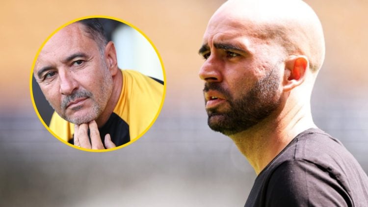 Claudio Giraldez ahead of the pre-season friendly match between Wolverhampton Wanderers and Celta Vigo, inset, Vitor Pereira during the pre-season ...