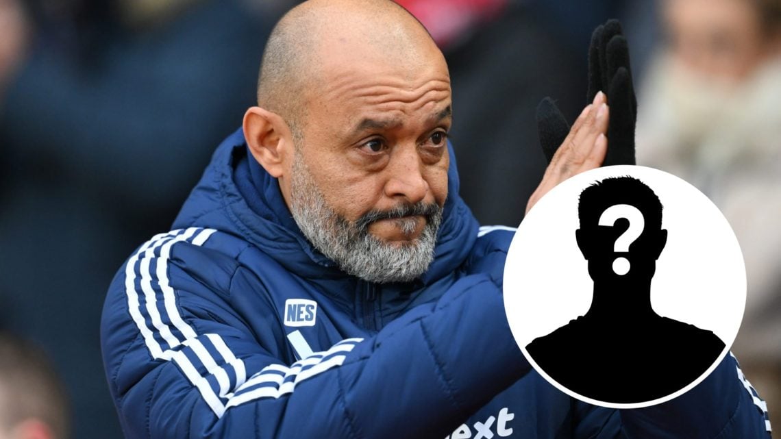 Former Wolves manager Nuno Espirito Santo now at Nottingham Forest, clapping, and mystery player (right)