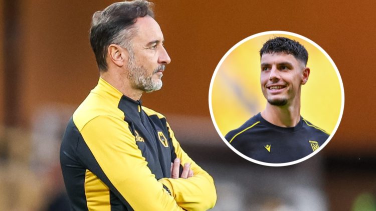 Main: Vitor Pereira watching Wolves play against West Ham Overlay: Matthis Abline for FC Nantes