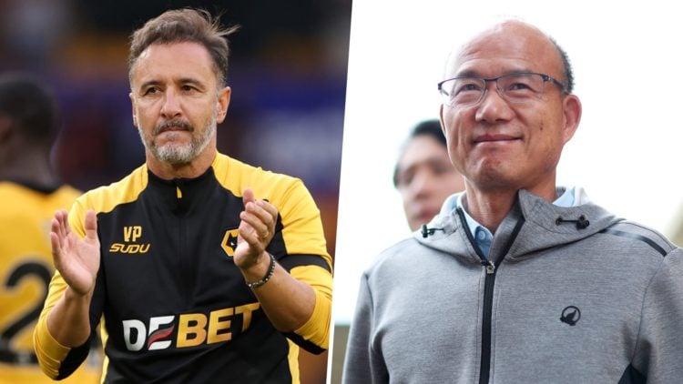 Left: Vitor Pereira clapping Wolves fans following 4-0 Premier League defeat to Manchester City in the Premier League Right: Fosun Chairman Guo Gua...