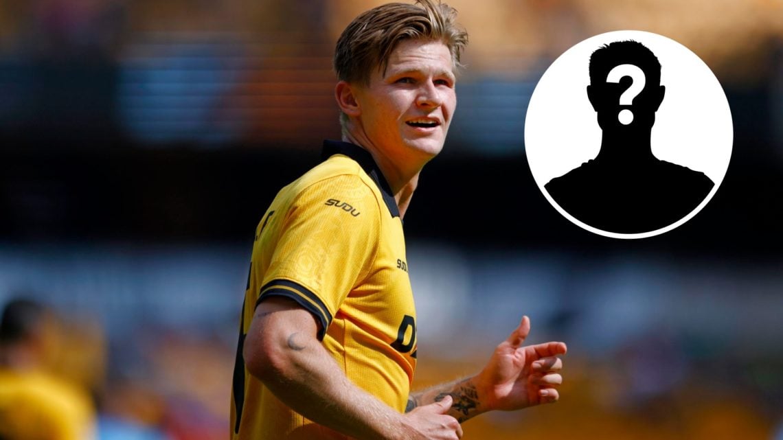 Main: David Moller Wolfe in action for his Wolves debut against Celta Vigo at Molineux Stadium Inset: Mystery player