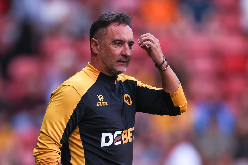 Wolves manager Vitor Pereira looks on.
