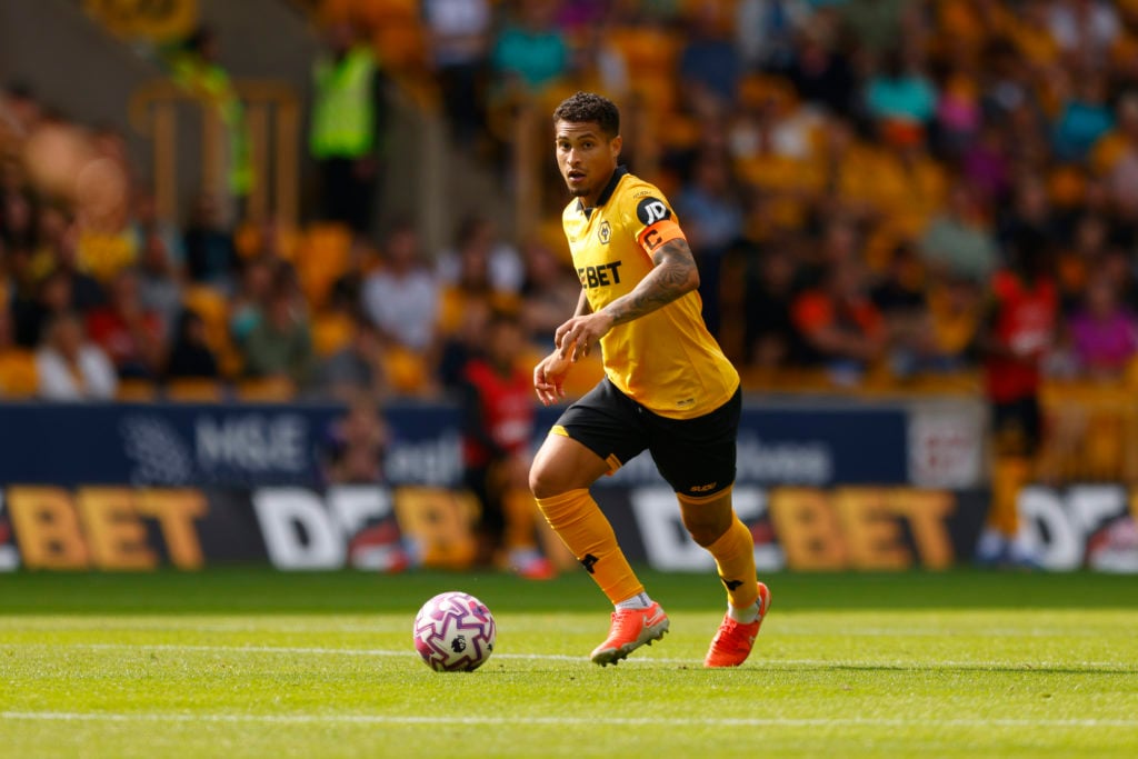 Joao Gomes on the ball for Wolves.
