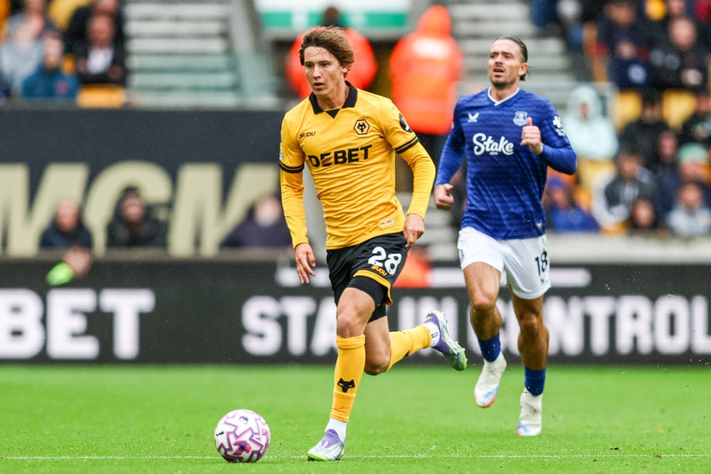 Fer Lopez of Wolverhampton Wanderers races forward during the Premier League match between Wolverhampton Wanderers and Everton at Molineux