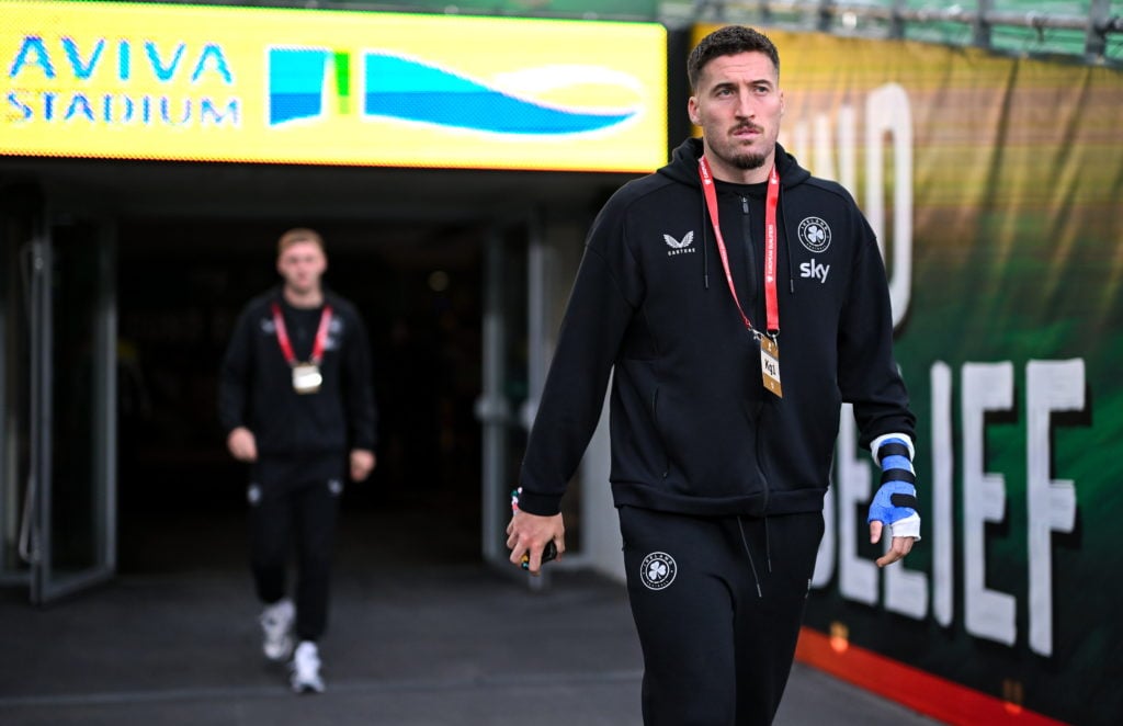 Ireland's Matt Doherty walks out onto the pitch ahead of facing Hungary.
