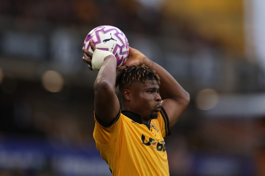 Emmanuel Agbadou taking throw in for Wolves