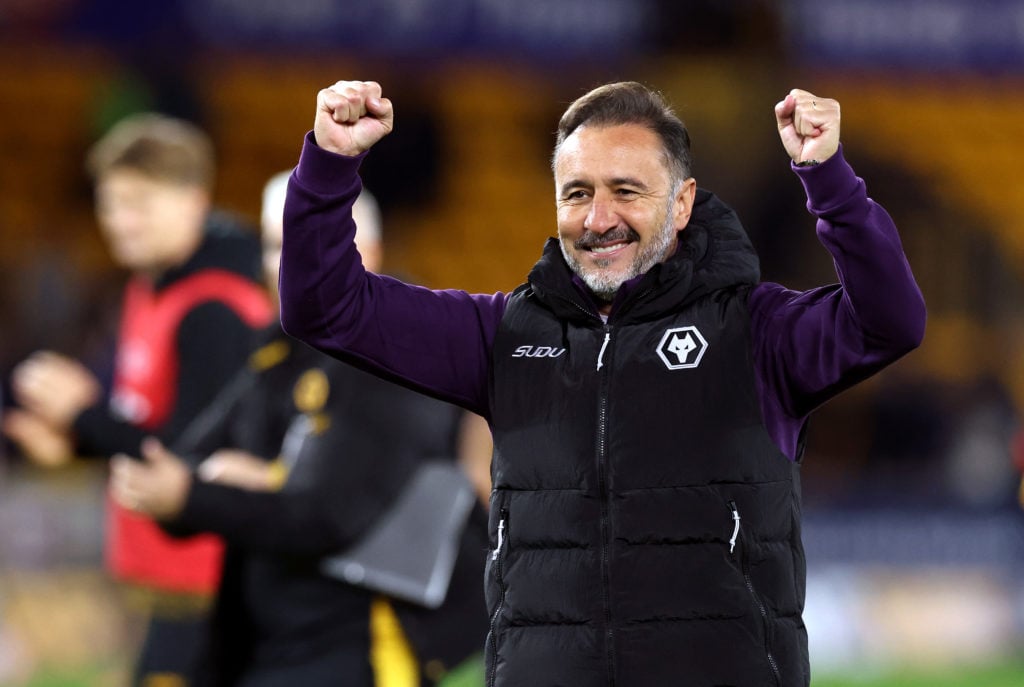 Vitor Pereira celebrating after Wolves beat Everton