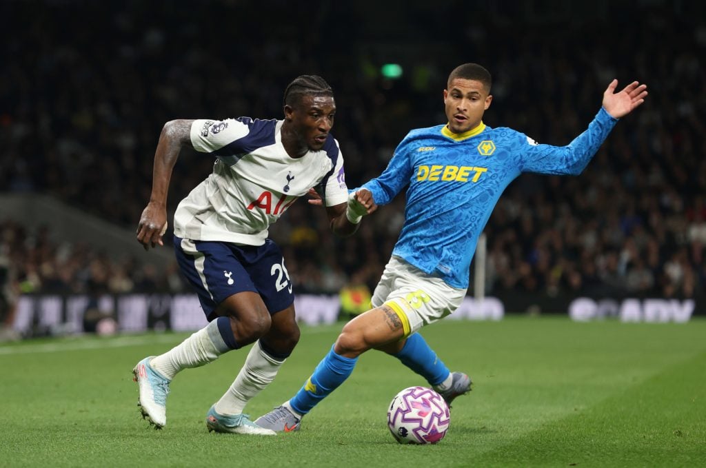 Joao Gomes in action for Wolves against Tottenham