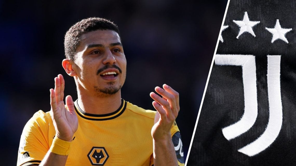 Andre claps the Wolves fans (left), Juventus badge (right)