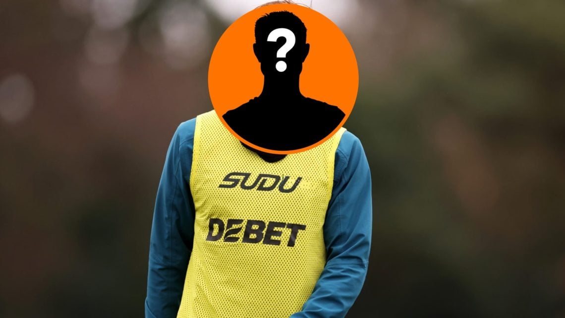 Main: Craig Dawson in training for Wolves Inset: Mystery player