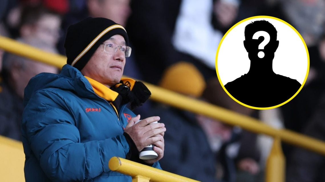 Wolves owner Guo Guangchang clutches a cup at Molineux (central), mystery player (inset)
