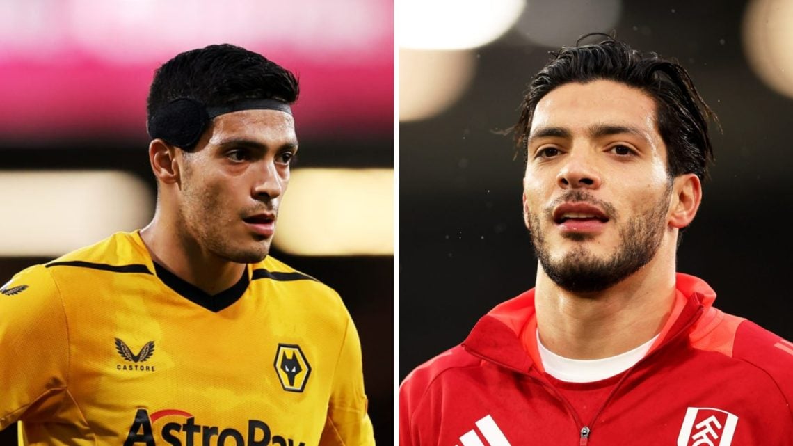 Raul Jimenez playing for Wolves (left), Raul Jimenez playing or Fulham (right)