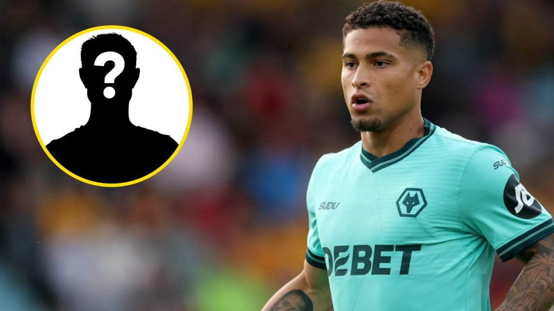 Joao Gomes playing for Wolves (central), mystery player (inset)