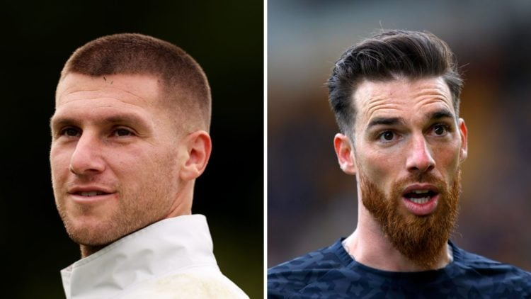 Sam Johnstone warming up for Wolves (left), Jose Sa warming up for Wolves (right)