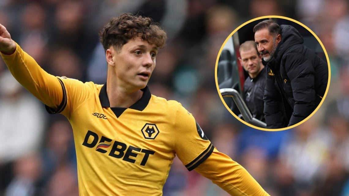 Main: Ladislav Krejci in action for Wolves against Newcastle Overlay: Vitor Pereira in the dugout at St. James' Park