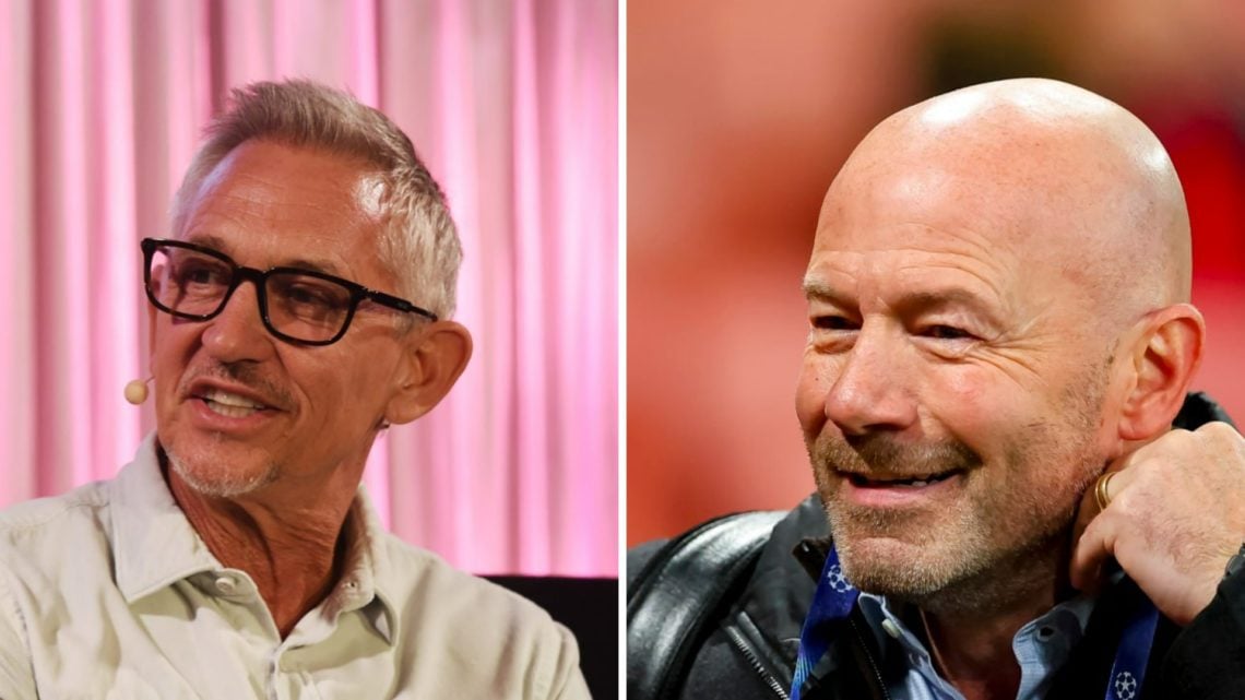 Gary Lineker smiling (left), Alan Shearer on punditry duties (right)