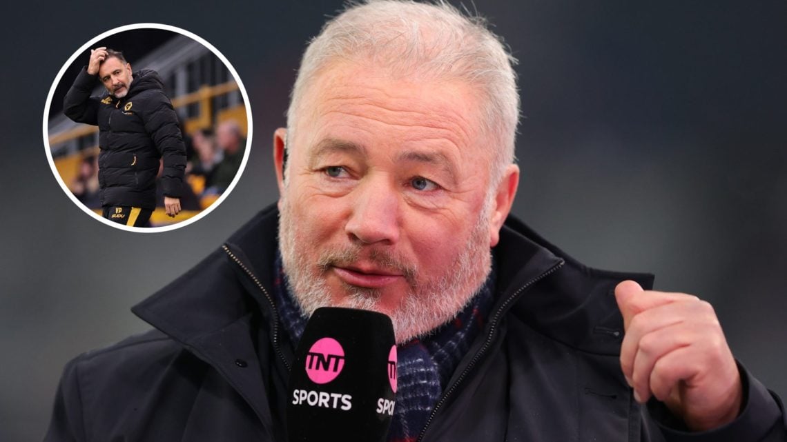 Main: Ally McCoist working as a pundit for TNT Sports Overlay: Vitor Pereira scratches his head watching Wolves play