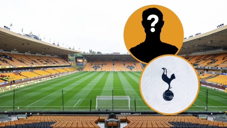 Main: A general view of Molineux stadium Inset: Mystery player Overlay: Tottenham badge