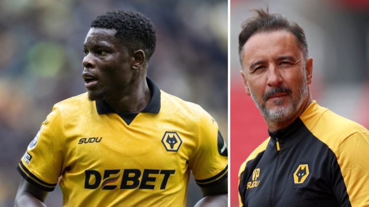 Left: Marshall Munetsi in action for Wolves Right: Vitor Pereira looking on