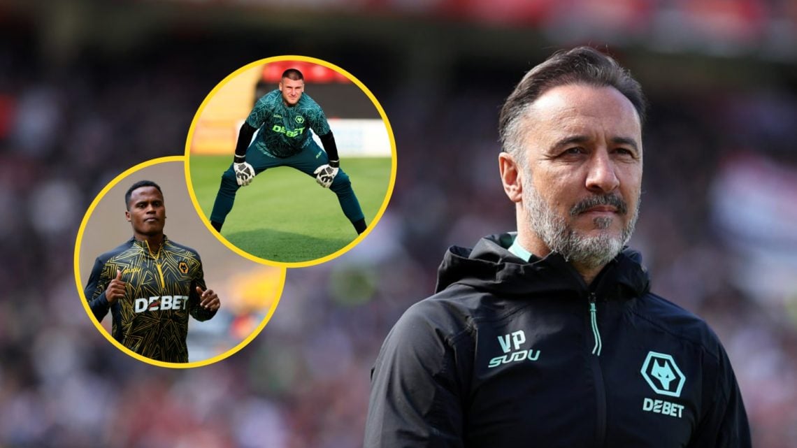 Wolves manager Vitor Pereira looks on (right), Jhon Aras warming up for Wolves (lower inset), Sam Johnstone warming up for Wolves (upper inset)