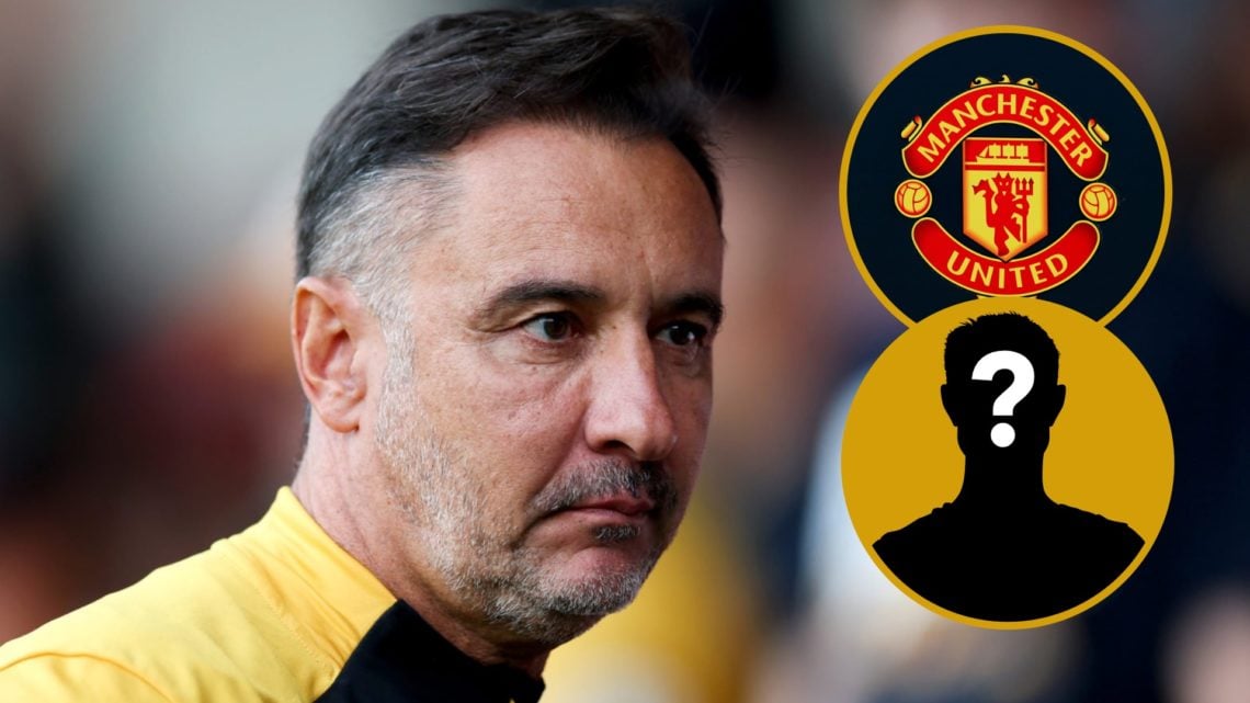 Main: Vitor Pereira looks on as Wolves play Overlay: Manchester United badge Overlay: Mystery player