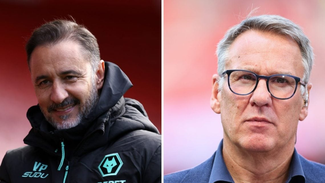 Wolves manager Vitor Pereira looks on (left), pundit Paul Merson looks on (right)