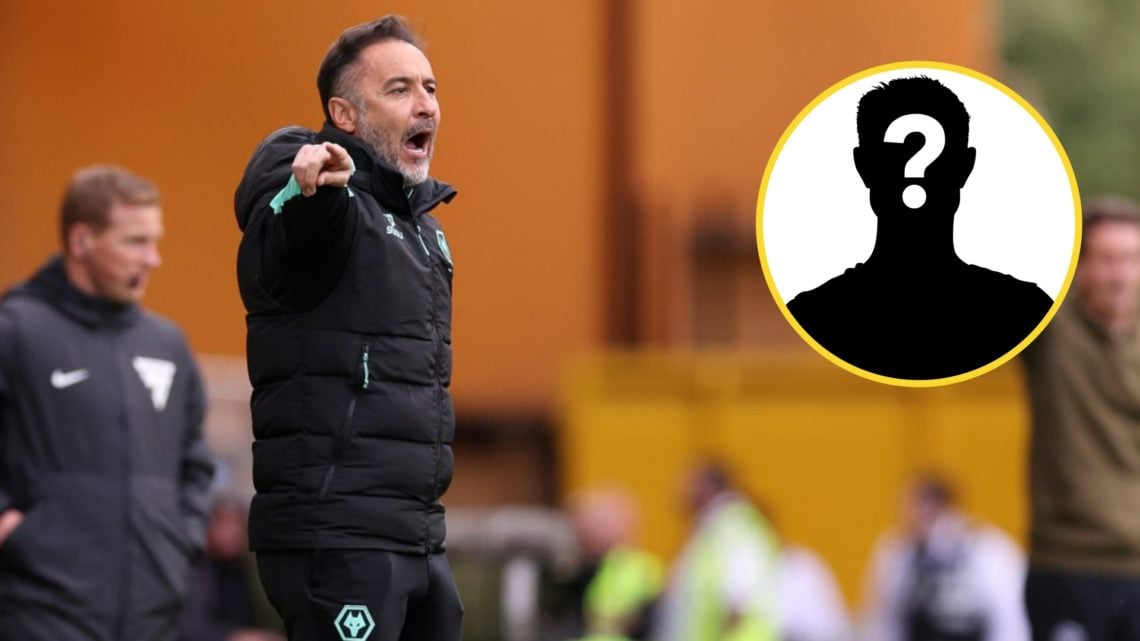 Wolves manager Vitor Pereira points (left), mystery player (inset)