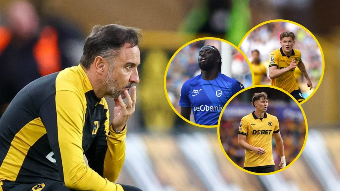 Wolves manager Vitor Pereira crouches (left), Tolu Arokodare playing for Genk (left inset), David Moller Wolfe in action for Wolves (upper inset), ...