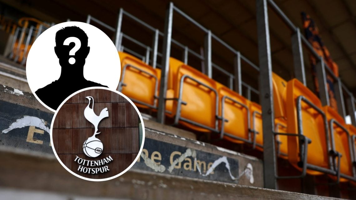 The steps at Molineux (central), mystery player (upper inset), Tottenham badge (lower inset)