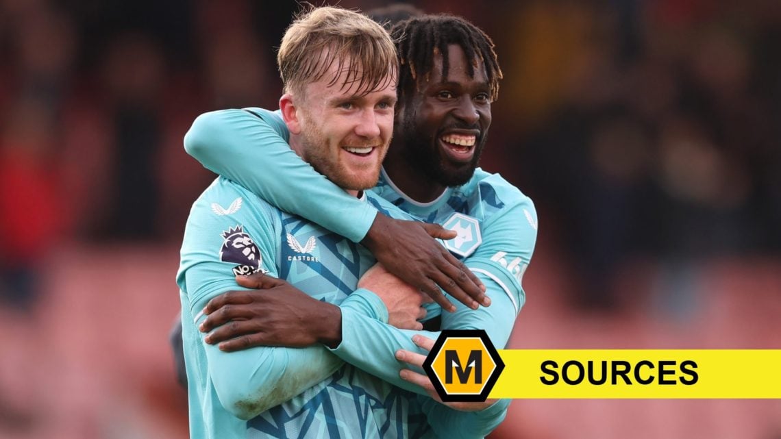 Tommy Doyle and Boubacar Traore playing for Wolves with sources label and Molineux News logo (bottom right).