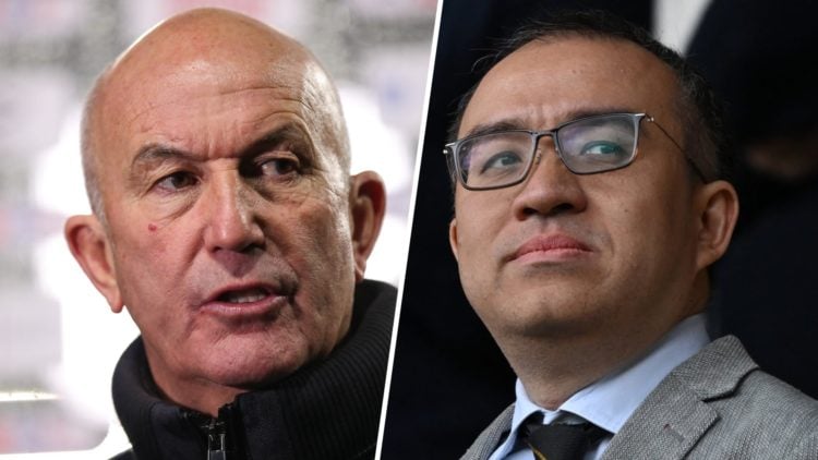 Left: Tony Pulis looks on while working as manager for Sheffield Wednesday Right: Jeff Shi looks on at Molineux