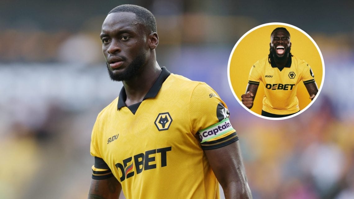 Main: Toti Gomes in action for Wolves as captain Overlay: Tolu Arokodare screaming as part of Wolves signing reveal