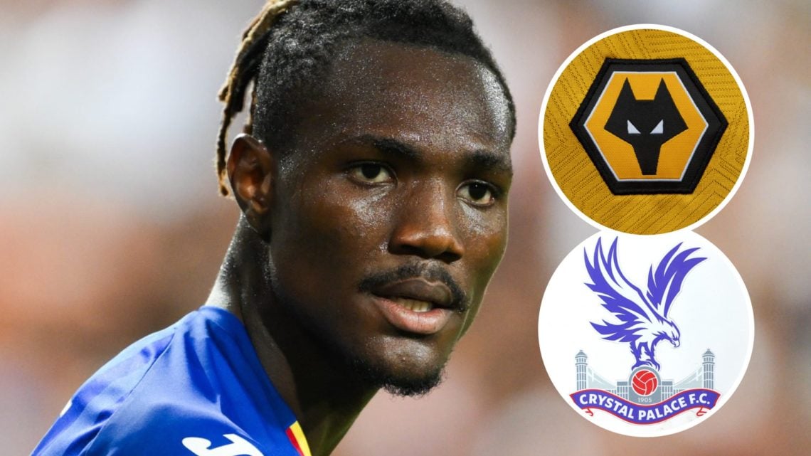 Main: Christantus Uche in action for Getafe Overlay: Wolves badge Overlay: Crystal Palace badge