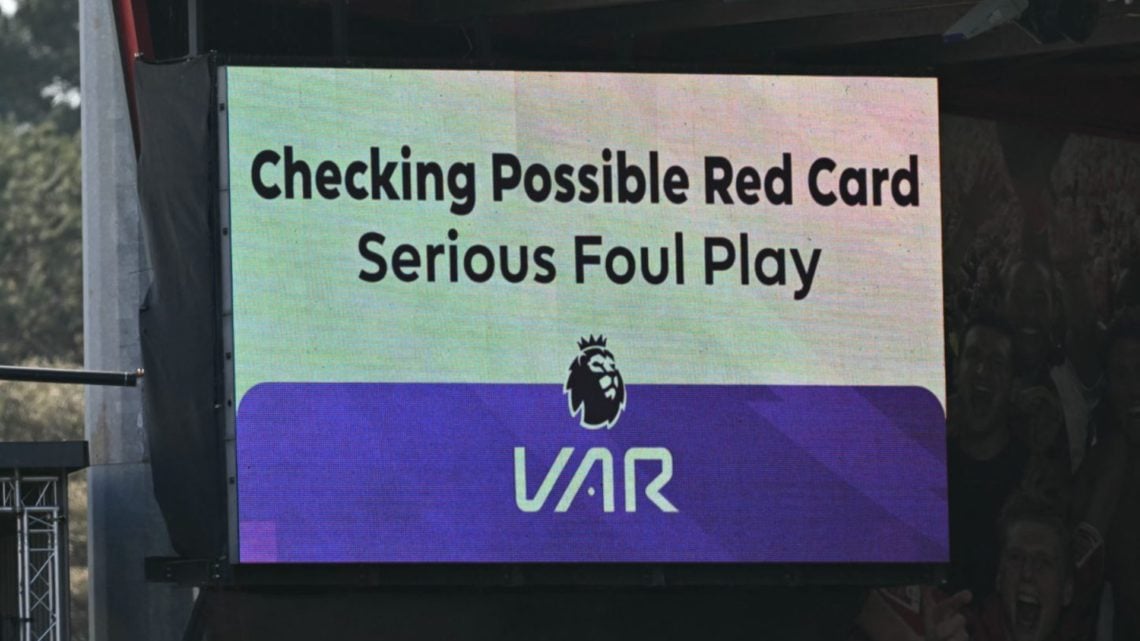 Main: VAR screen checking possible red card in Premier League