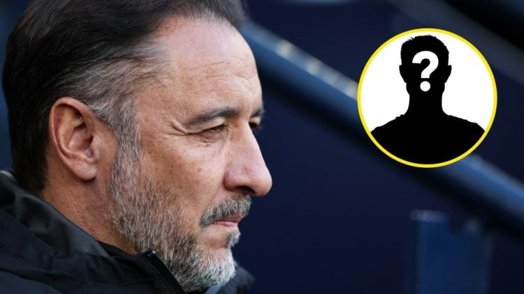 Wolves manager Vitor Pereira looks on from the dugout at the Etihad Stadium (left), mystery player (inset)