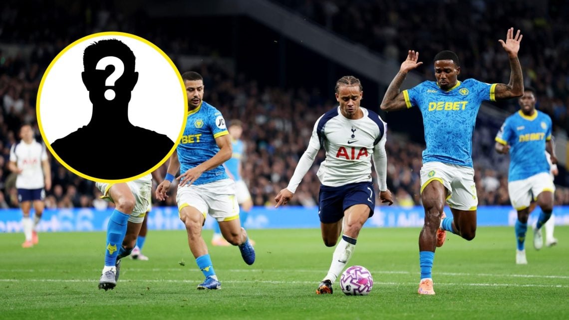 Wolves players look to dispossess Xavi Simons (central), mystery player (inset)