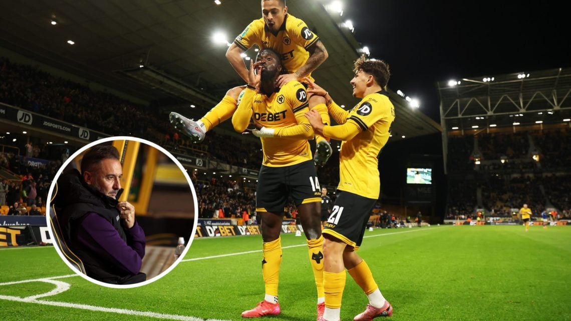 Wolves players celebrating and Vitor Pereira