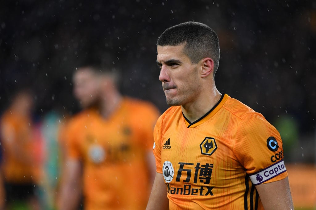 Conor Coady wearing the captain's armband for Wolves.