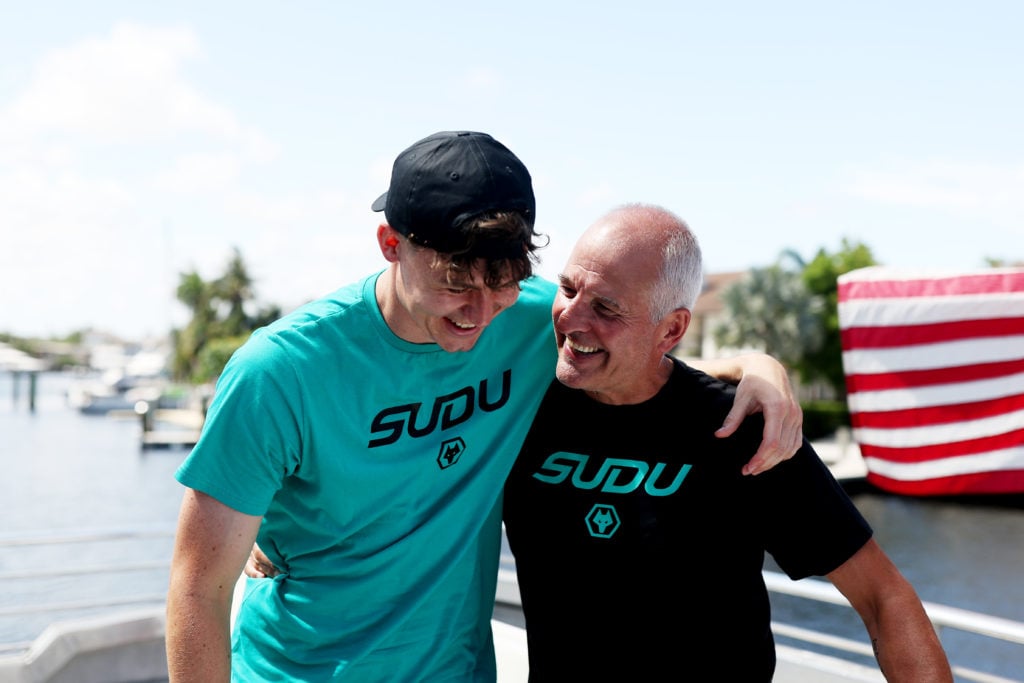 Steve Bull with Jorgen Strand Larsen during pre-season