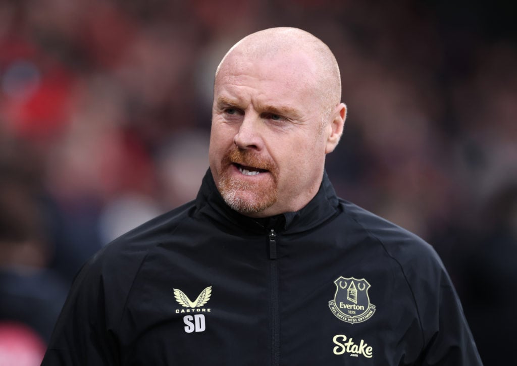 Sean Dyche looks on while managing Everton.