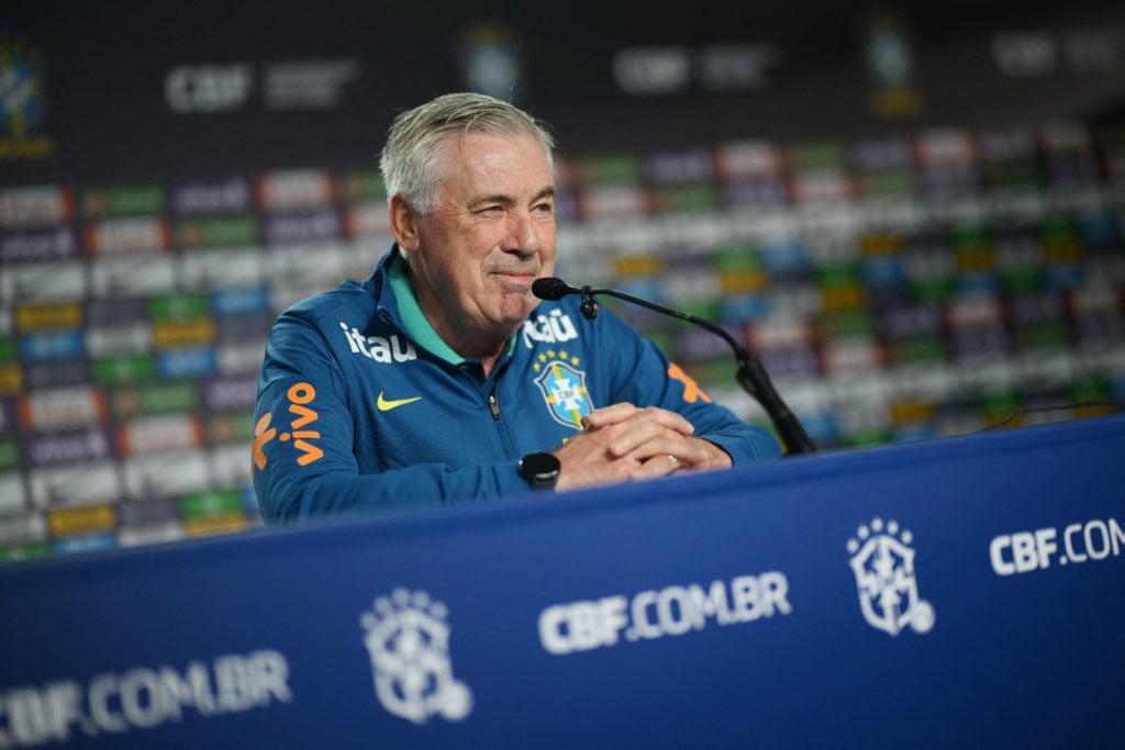 Carlo Ancelotti speaks in a press conference.