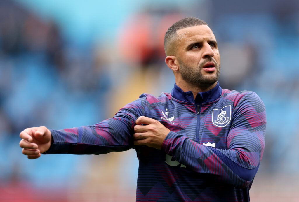 Kyle Walker of Burnley warms up prior to the Premier League match between Manchester City and Burnley
