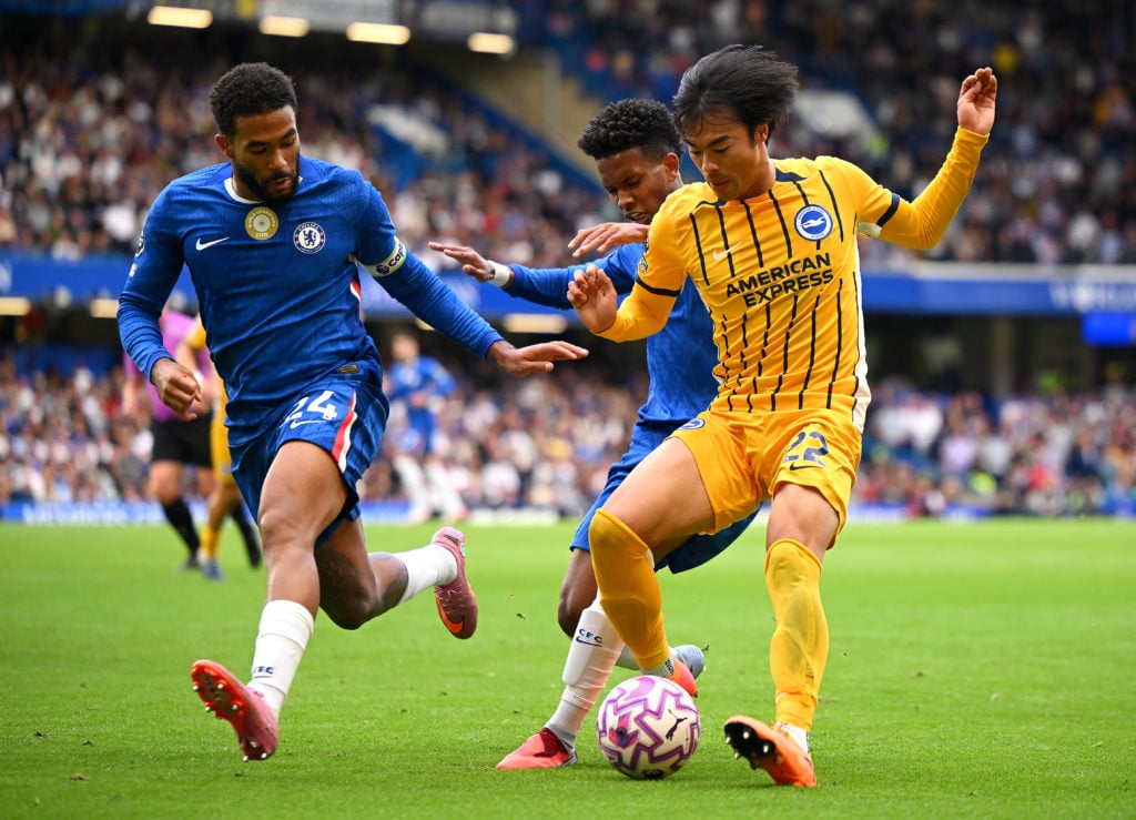 Kaoru Mitoma in action against Chelsea