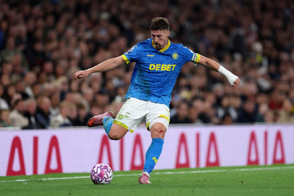 Matt Doherty about to cross the ball for Wolves