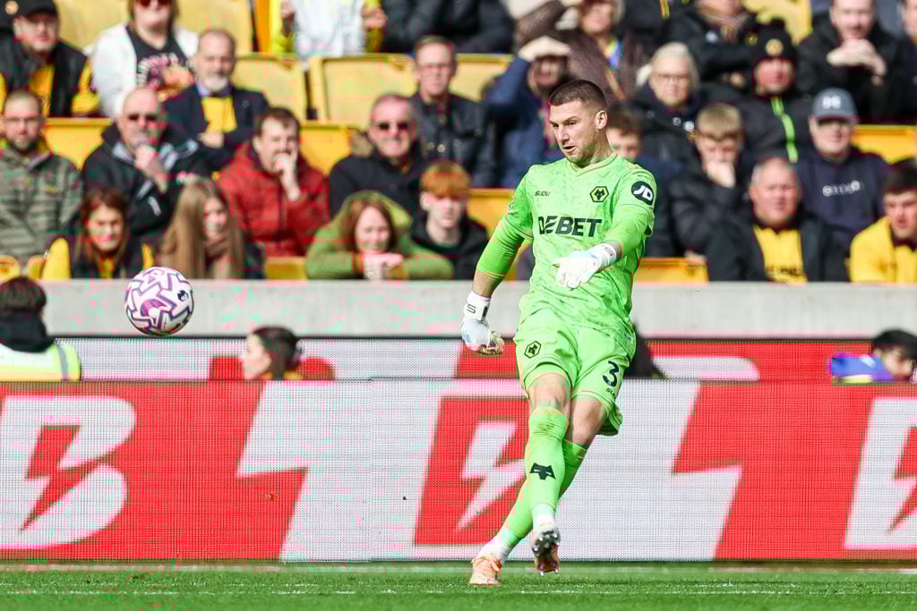 Sam Johnstone performing a goal kick for Wolves against Brighton