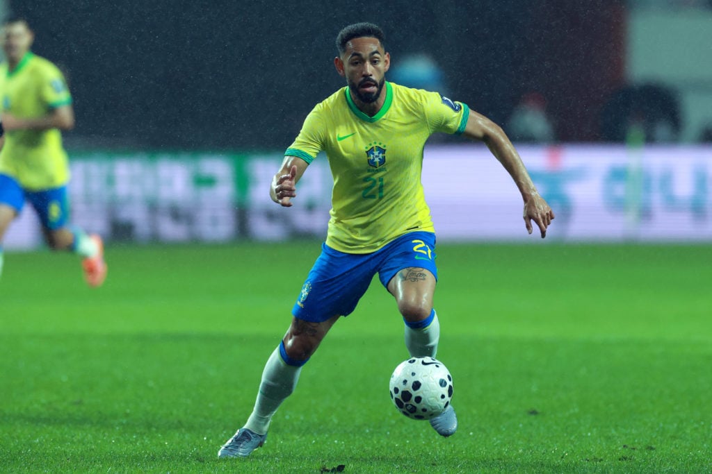 Matheus Cunha on the ball for Brazil.
