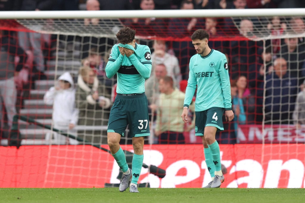 Ladislave Krejci reacts after scoring an own goal for Wolves.