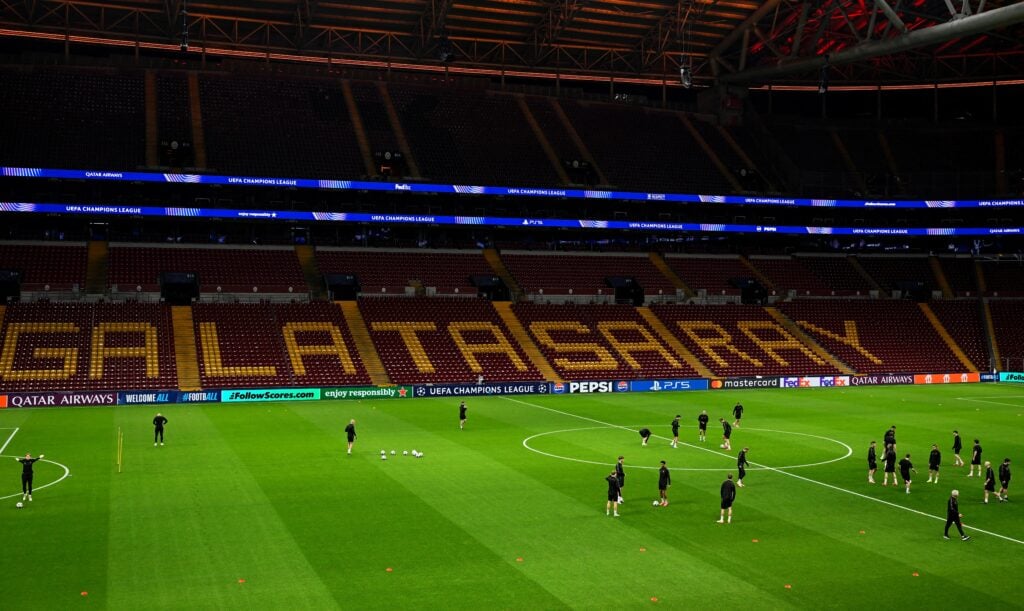 Galatasaray players train at Rams Park.