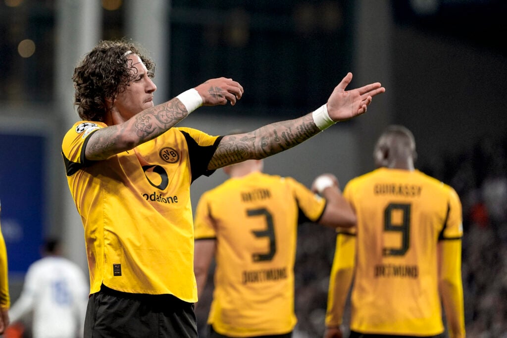 Fabio Silva celebrates after scoring against Copenhagen.